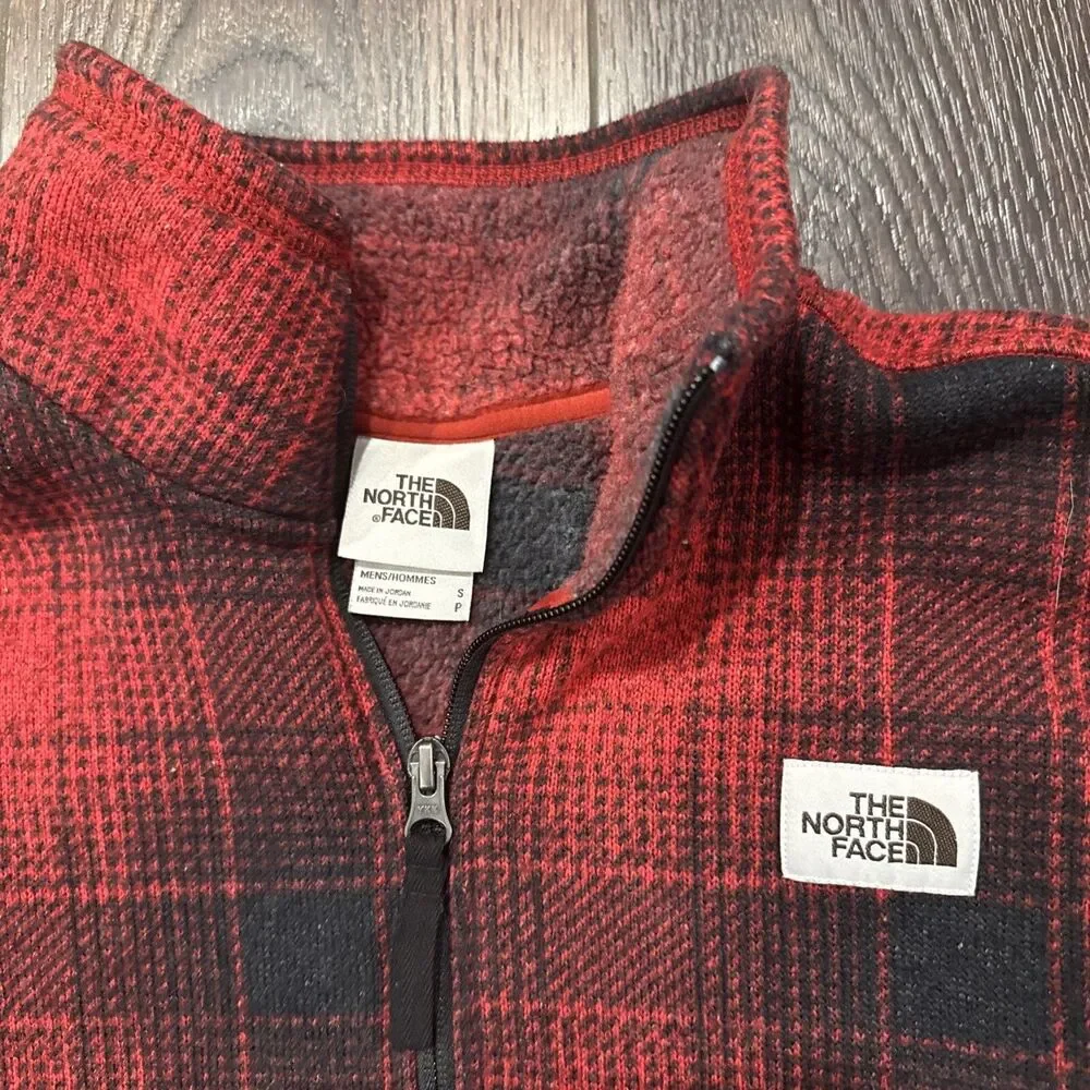 The North Face Pullover Mens Size Sm Red Buffalo Plaid Check Fleece Gordon Lyons
